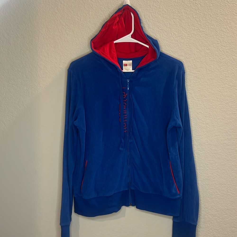 Vintage Nike cub’s terry cloth like jackets boys L(12-14) long sleeve royal blue